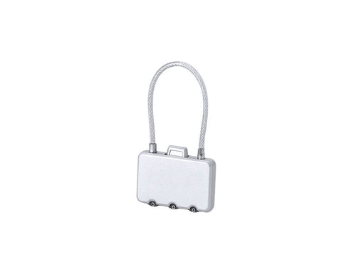 Cadenas métallique à combinaison numérique 3 chiffres, bouton d’ouverture sur le dessus et câble en acier - Konix Personnalise