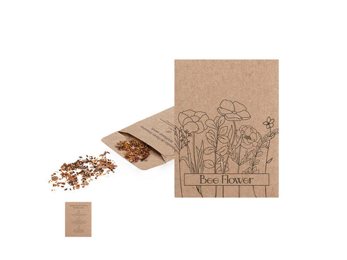 Enveloppe en papier kraft contenant un mélange de graines de fleurs sauvages, idéale comme cadeau écologique, permettant une semence directe - Balvor Personnalise