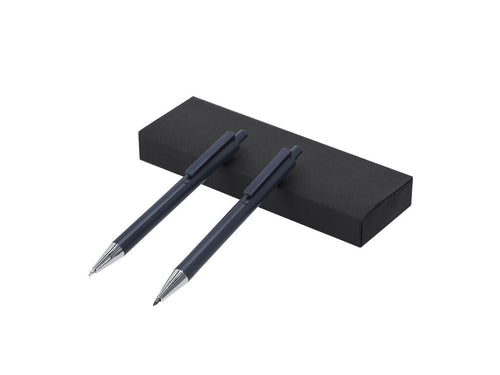 Set composé d’un stylo à encre bleue et d’un crayon éternel, fabriqués en aluminium recyclé - Foract Personnalise