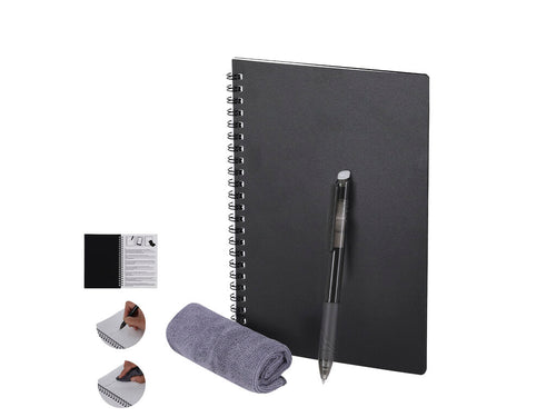 Carnet et stylo effaçable avec chiffon de nettoyage inclus pour une écriture fluide et la possibilité de corriger les erreurs - Gratox Personnalise