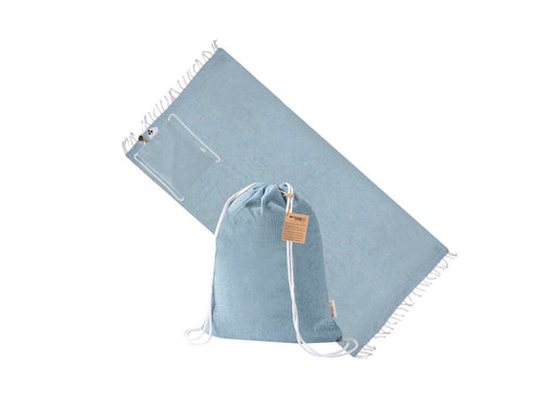Sac à dos pareo de 180 × 90 cm en coton recyclé doux de 170 g/m², avec un design uni assorti au sac - Borinex Personnalise