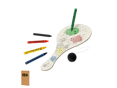 Ensemble créatif de raquette en bois avec balle, idéal pour colorier et jouer - Jarnal Personnalise