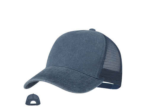 Casquette 5 panneaux effet « lavé », principalement en coton doux, avec arrière en mesh assorti - Malcers Personnalise