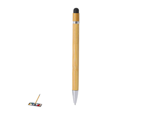 Stylo élégant en bambou avec mécanisme à bouton-poussoir - Rocar Personnalise
