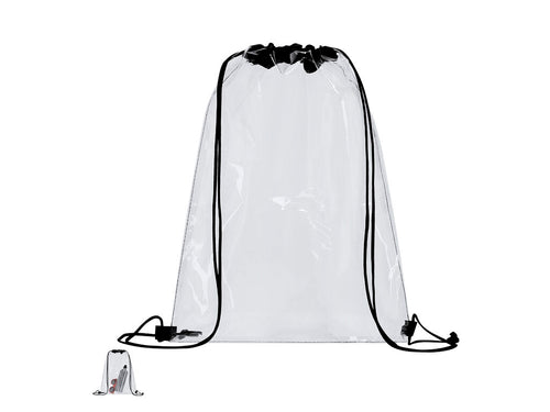 Sac à dos à cordons en PVC, doté d’un compartiment principal au design transparent - Tazan Personnalise