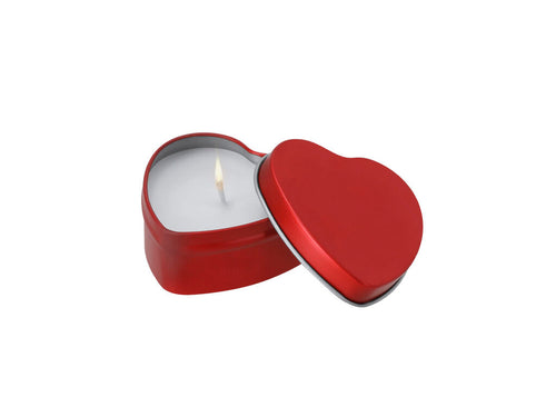 Bougie parfumée d’origine dans une boîte métallique en forme de cœur, avec une odeur de vanille - Linxo Personnalise