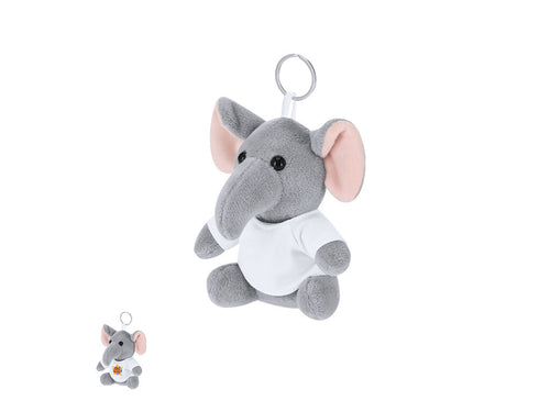 Porte-clés éléphant en peluche avec t-shirt personnalisable avec bague métallique pour un transport facile, idéal pour la sublimation - Gunnin Personnalise