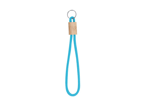 Porte-clés en polyester de couleur, ajustable en bambou et bague métallique - Walnut Personnalise