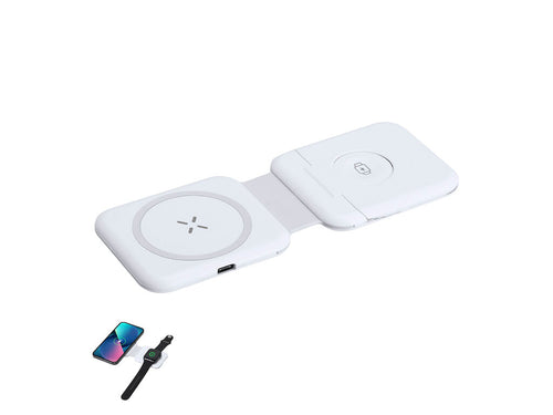 Chargeur multimobile sans fil complet de 15W avec support pliable 3 en 1 - Vardar Personnalise
