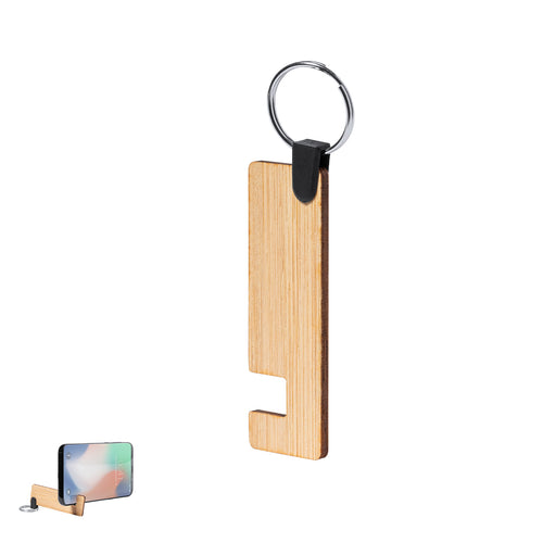 Porte-clés pour smartphone et tablette de la ligne nature, en bambou à partir de coupes naturelles - Evans Personnalise