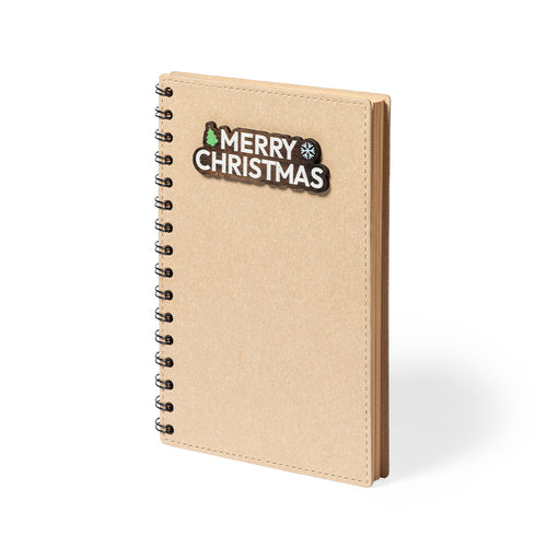 Carnet à anneaux de la ligne Nature avec un motif de Noël, avec des couvertures rigides en carton recyclé - Noylax Personnalise
