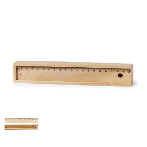 Set de 6 crayons dans un étui en bois naturel - Dragon Personnalise