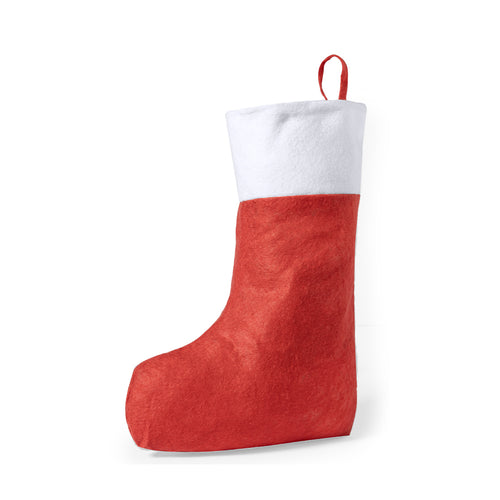 Chaussette de Noël de grande capacité en combinaison traditionnelle de couleurs de Noël et avec ruban à suspendre - Saspi Personnalise