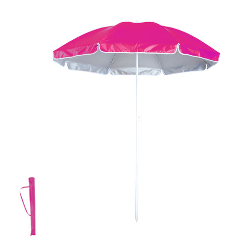 Parasol de plage 8 panneaux en nylon résistant, intérieur gris argent avec protection UV - Taner Personnalise