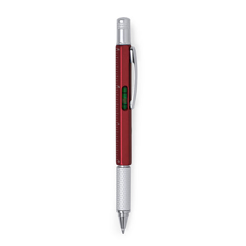 Stylo à bille multi-outils 4 en 1 avec mécanisme rotatif, avec prise en main douce - Sauris Personnalise