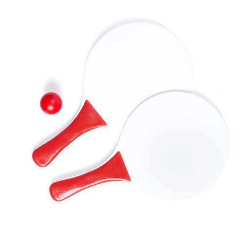 Paire de raquettes de plage en bois naturel avec manche renforcé - Cupsol Personnalise