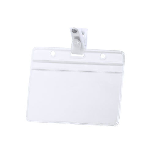 Badge perforé en PVC avec clip de fixation blanc - Solip Personnalise