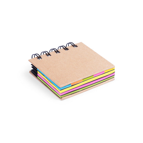 Bloc de notes adhésives à spirale avec couverture lisse au toucher, en carton recyclé rigide - Laska Personnalise