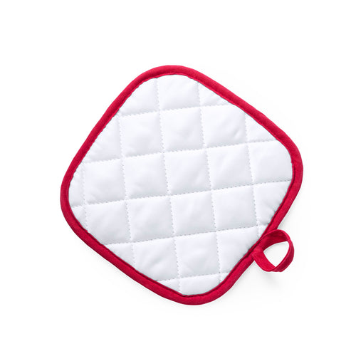 Manique de cuisine en 100% polyester doux, blanche avec liserés - Kalmont Personnalise