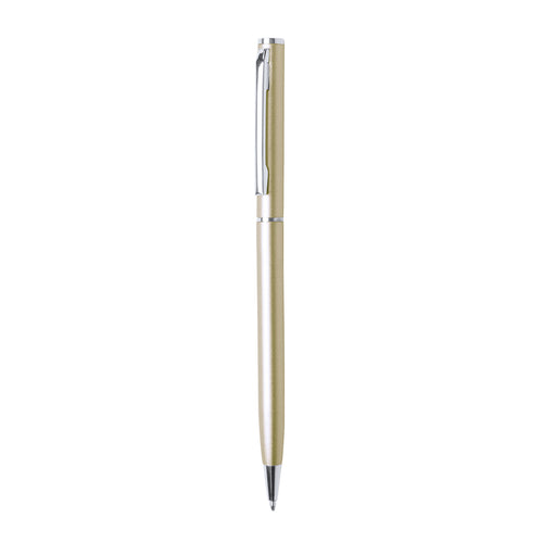 Stylo en aluminium, finition brillant et mécanisme rotatif, avec accessoires et bagues en chrome - Zardox Personnalise