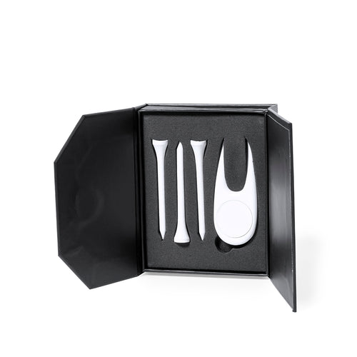 Ensemble de quatre accessoires de golf dans une élégante finition blanche - Grent Personnalise