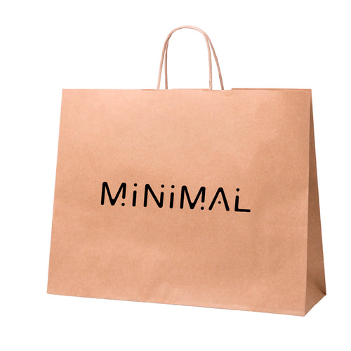 Sac en papier avec finition naturelle de 100 g/m², doté de courtes anses renforcées et de soufflets à la base et sur les côtés - Tobin Personnalise