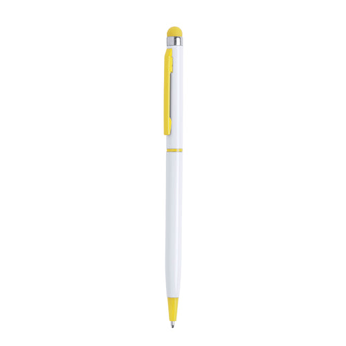 Stylo à bille pointeur avec mécanisme rotatif, corps en aluminium blanc et accessoires - Duser Personnalise
