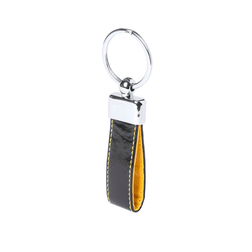 Porte-clés élégamment fini en similicuir bicolore avec accessoire métallique - Boriem Personnalise