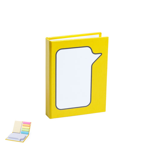Bloc de notes adhésives avec dessin original de bulle de dialogue et des couvertures au toucher doux en carton recyclé rigide et résistant - Dosan Personnalise