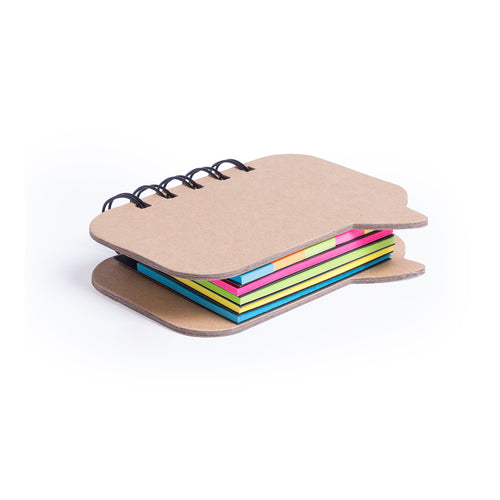 Bloc de notes adhésives à spirales avec couverture en forme originale de bulle de dialogue en carton recyclé rigide et résistant - Lazza Personnalise