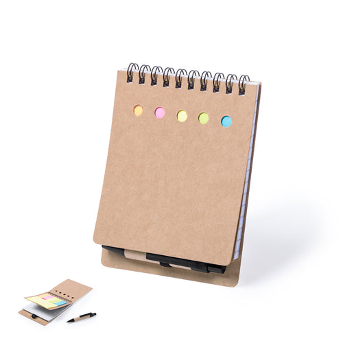 Bloc de notes adhésives à spirales avec stylo en carton recyclé inclus - Diser Personnalise