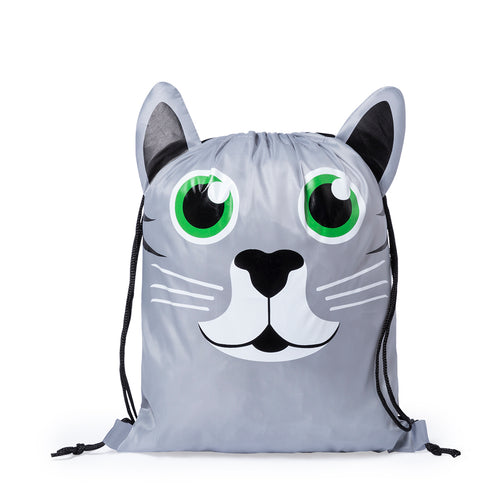 Sac à dos à cordelettes pliable pour enfant en polyester 210T avec motifs d´animaux - Llorel Personnalise