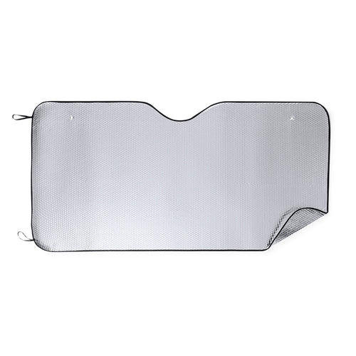 Pare-soleil en aluminium avec bulles sur les deux côtés en coloris argent métallisé et liseré noir - Belgiox Personnalise