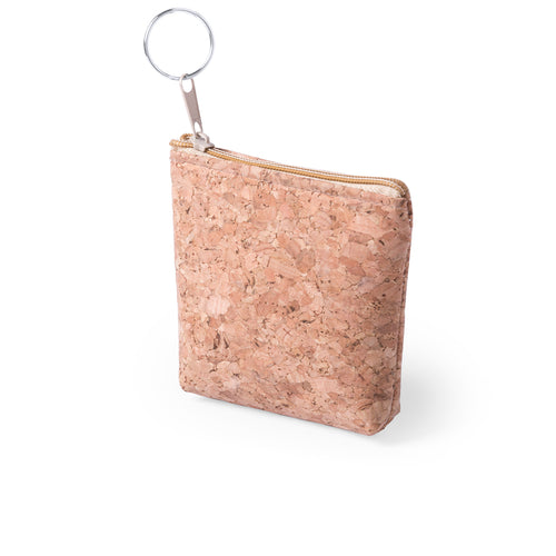 Porte-monnaie écologique de design carrée en liège naturel avec doublure intérieure lisse - Dabey Personnalise
