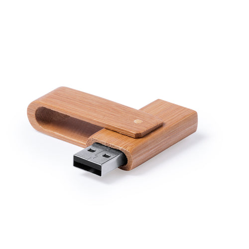 Clé USB de 16 Go, avec mécanisme rotatif et finition en bois de bambou - Haidam 16GB Personnalise
