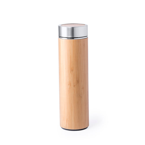 Bouteille isotherme de haute qualité et de grande capacité -500ml-, avec corps en bambou et intérieur en acier inoxydable - Moltex Personnalise