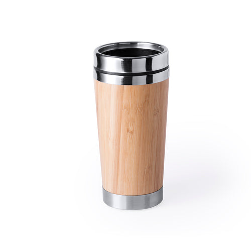 Verre avec intérieur en acier inox et extérieur en bois de bambou de 500ml de capacité - Ariston Personnalise