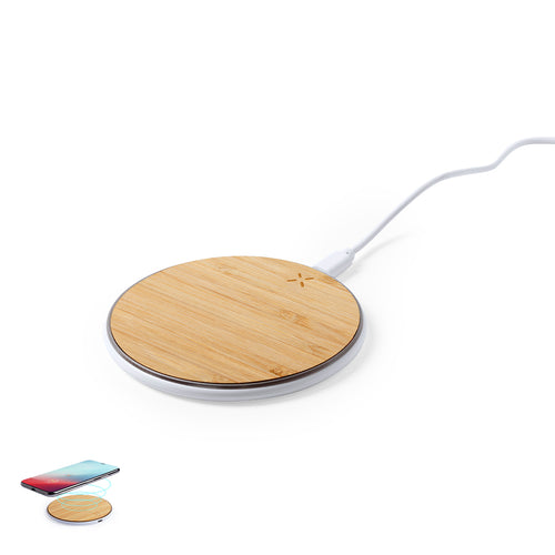 Chargeur sans fil de ligne naturelle, avec base de charge en bois de bambou - Nembar Personnalise
