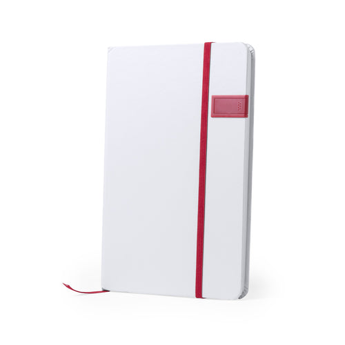 Élégant carnet de finition blanc avec mémoire USB de 16 Go intégrée dans la housse avant - Boltuk Personnalise