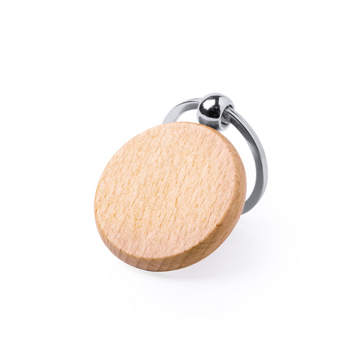 Porte-clé éco-friendly élégant en bois de hêtre naturel verni - Pelton Personnalise
