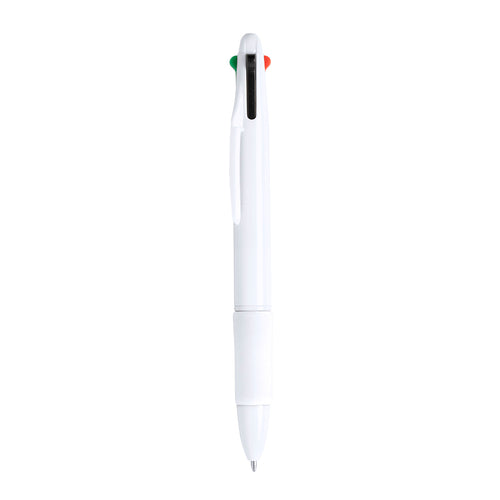 4 stylo bouton-poussoir rétractable sur 1, design classique et corps fin solide souple en blanc - Clessin Personnalise