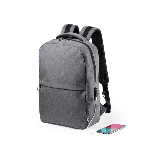Sac à dos business en RPET 600D résistant, obtenu à partir de matières plastiques recyclées, pour encourager la réutilisation des résidus de plastique et contribuer à la durabilité de notre planète - Konor Personnalise