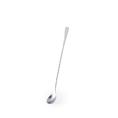 Agitateur à boisson de 25,6 cm en spirale et finition en acier inoxydable, extrémité plate pour le marquage - Micux Personnalise