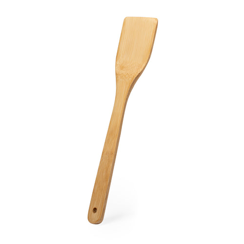 Spatule de cuisine Gamme éco-friendly en bambou poli, avec poignée découpée pour accrocher - Serly Personnalise