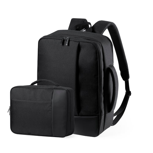 Sac à dos porte documents en polyester 300D résistant avec détails en similicuir - Hurkon Personnalise