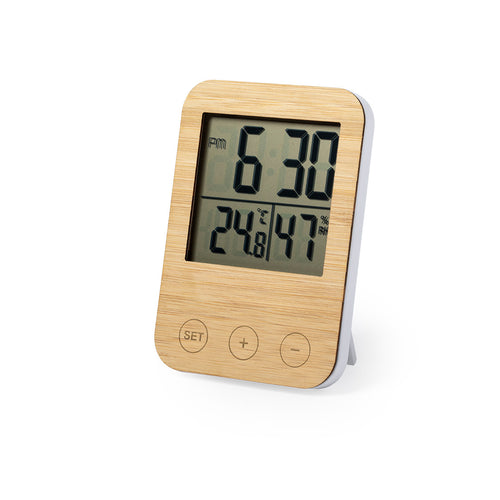 Station météo avec panneau frontal en bambou - Helein Personnalise