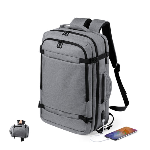 Sac à dos, avec porte document et compartiement pour ordinateur portable, en polyester 600D, résistant avec finition denim - Sulkan Personnalise