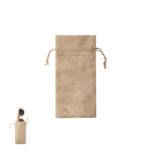 Etui en polyester, écru avec fermeture par cordelettes réglables et intérieur doux - Silmax Personnalise