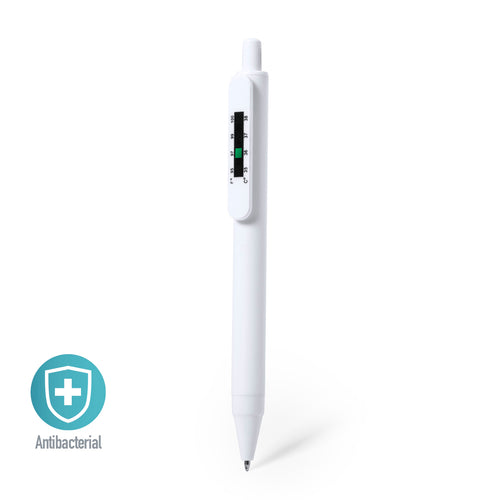 Stylo bouton poussoir antibactérien avec thermomètre intégré dans le clip - Doret Personnalise
