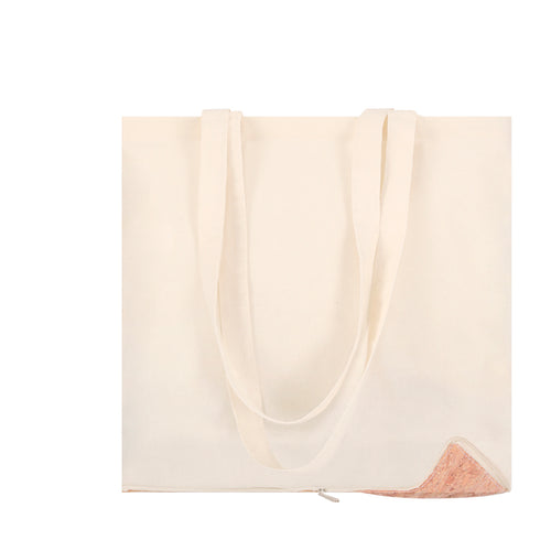 Sac pliant de ligne naturelle en combinaison de matériaux coton de 110 g/m2 et base en liège naturel, avec poche - Charel Personnalise